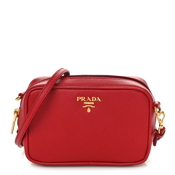 Saffiano Mini Camera Crossbody Bag Fuoco