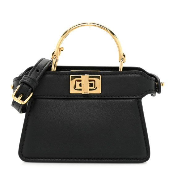 Shiny Nappa Nano Peekaboo Maxi Handle Satchel Black