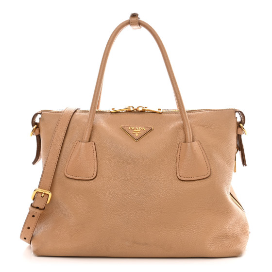 Vitello Daino Side Zip Tote Naturale