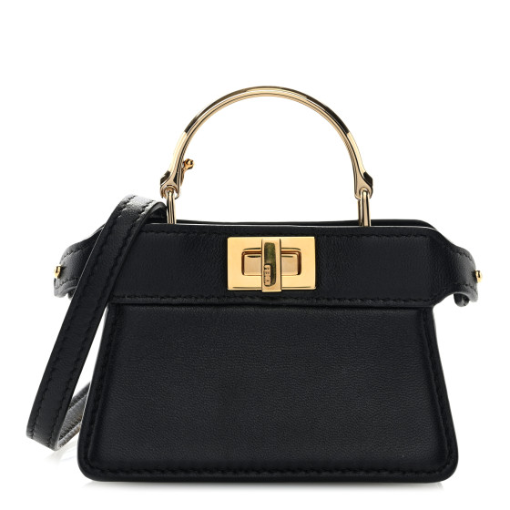 Shiny Nappa Nano Peekaboo Maxi Handle Satchel Black