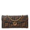 Vitello Soft F is Fendi Bi-Color FF 1974 Embossed Continental Envelope Wallet On Chain Maya Black