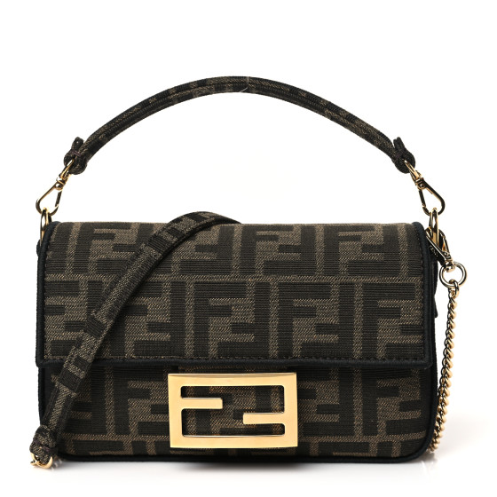 Fabric Jacquard FF 1974 Mini Baguette Tobacco Moro Black