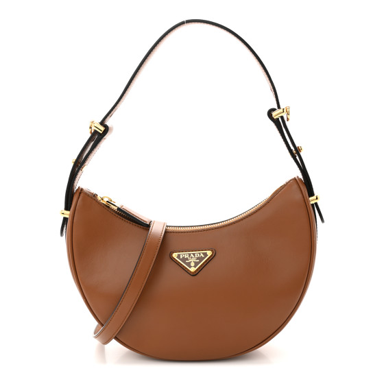 Soft Calfskin Arque Shoulder Bag Cognac