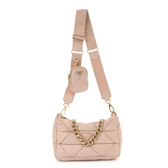 Nappa Re-Nylon Triangle Quilted Patchwork System Shoulder Bag Ninfea