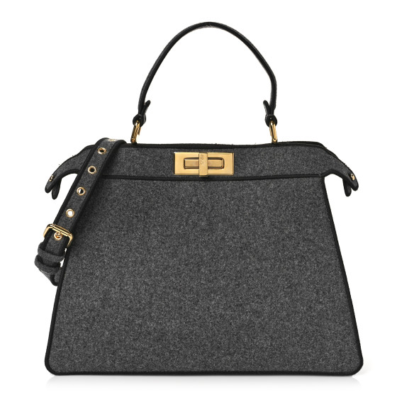 Melange Flannel Satin Threaded Edge Medium Peekaboo I SEE U Satchel Grigio Bois de Rose