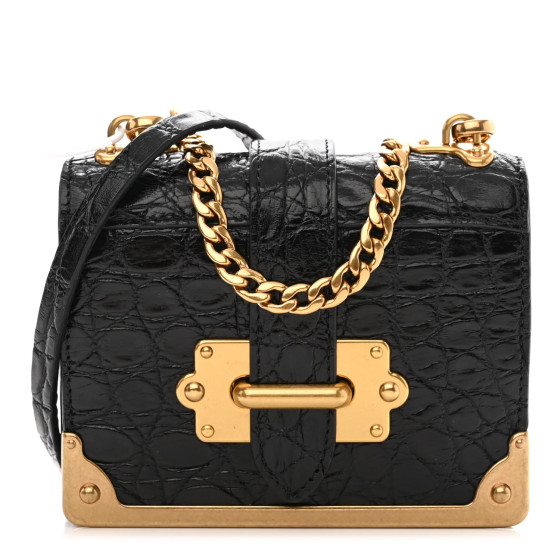 Crocodile Micro Cahier Bag Black