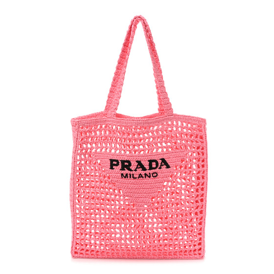 Yarn Raffia Effect Crochet Logo Embroidered Tote Bag Petalo