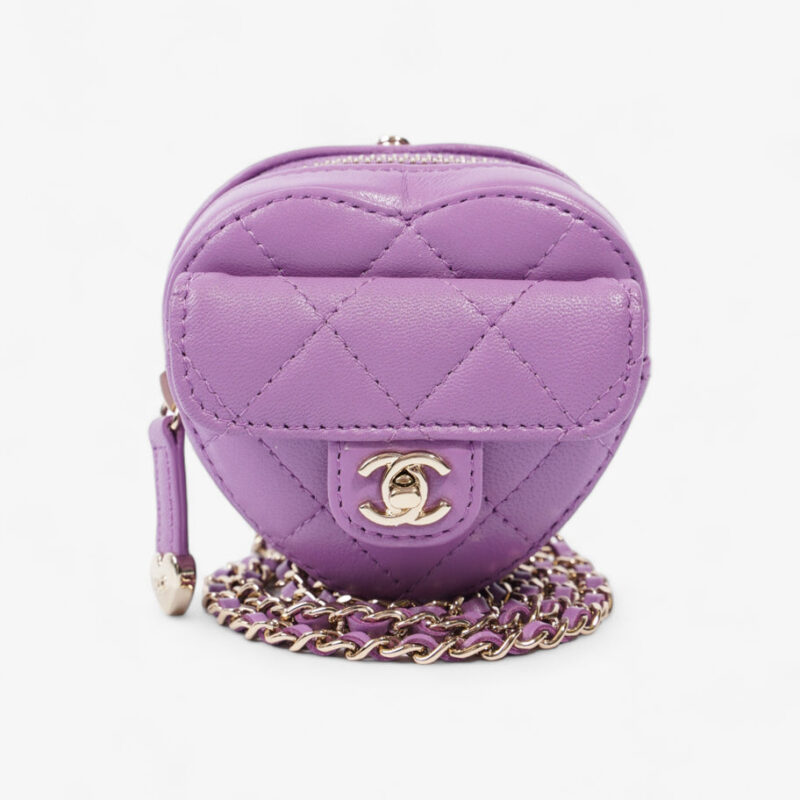 Heart Bag 22s Purple Lambskin Leather