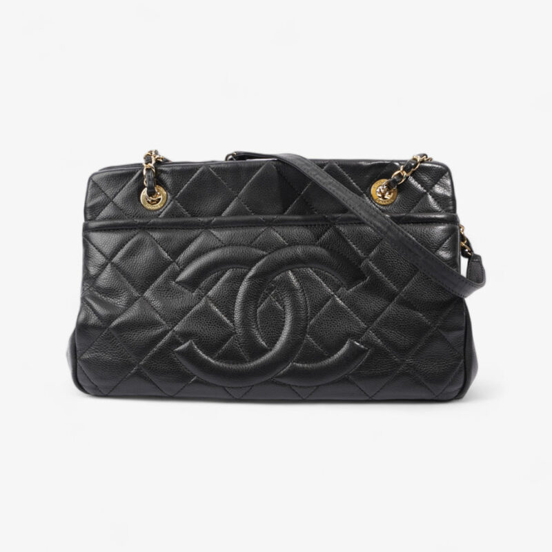Quilted CC Tote Black Caviar Leather