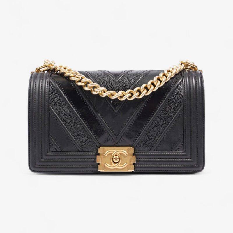 Boy Black Calfskin Leather Medium