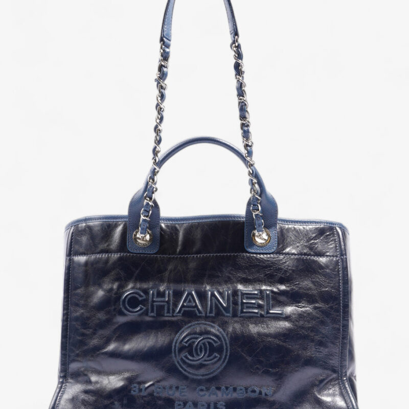 Deauville Blue Calfskin Leather Large