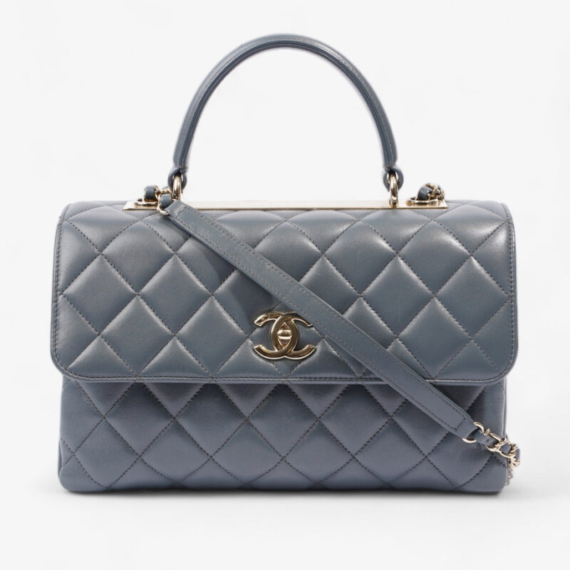 Trendy CC Dark Grey Lambskin Leather Medium