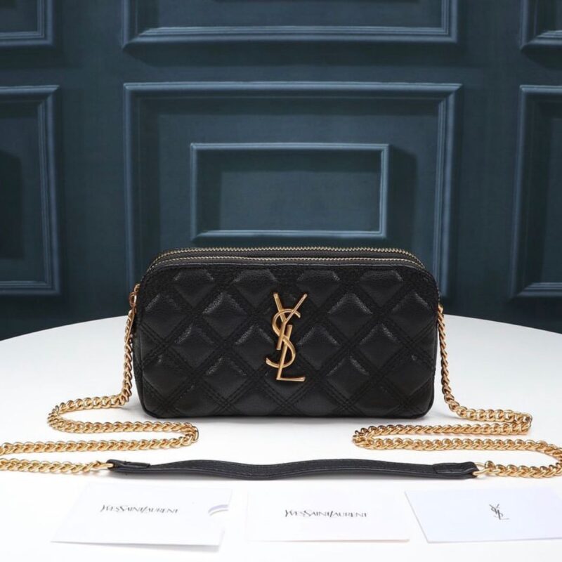 YSL MINI BAG IN QUILTED BLACK & GOLD