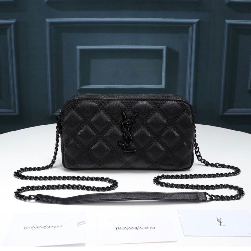 YSL MINI BAG IN QUILTED TOTAL BLACK
