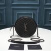 YSL CAMERA BAG VINYL ROUND IN BLACK LEATHER