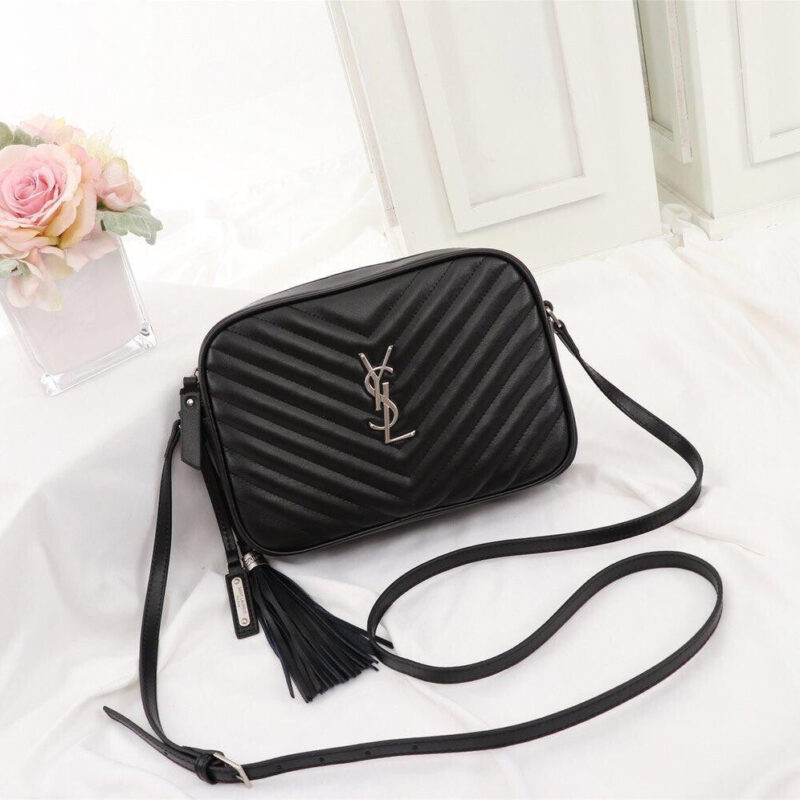 YSL LOU MINI BAG IN QUILTED GRAIN DE POUDRE EMBOSSED LEATHER