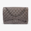 Jumbo Classic Single Flap Grey Lambskin Leather