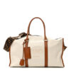 Canvas Logo Embroidered Duffle Bag Grezzo Cuoio