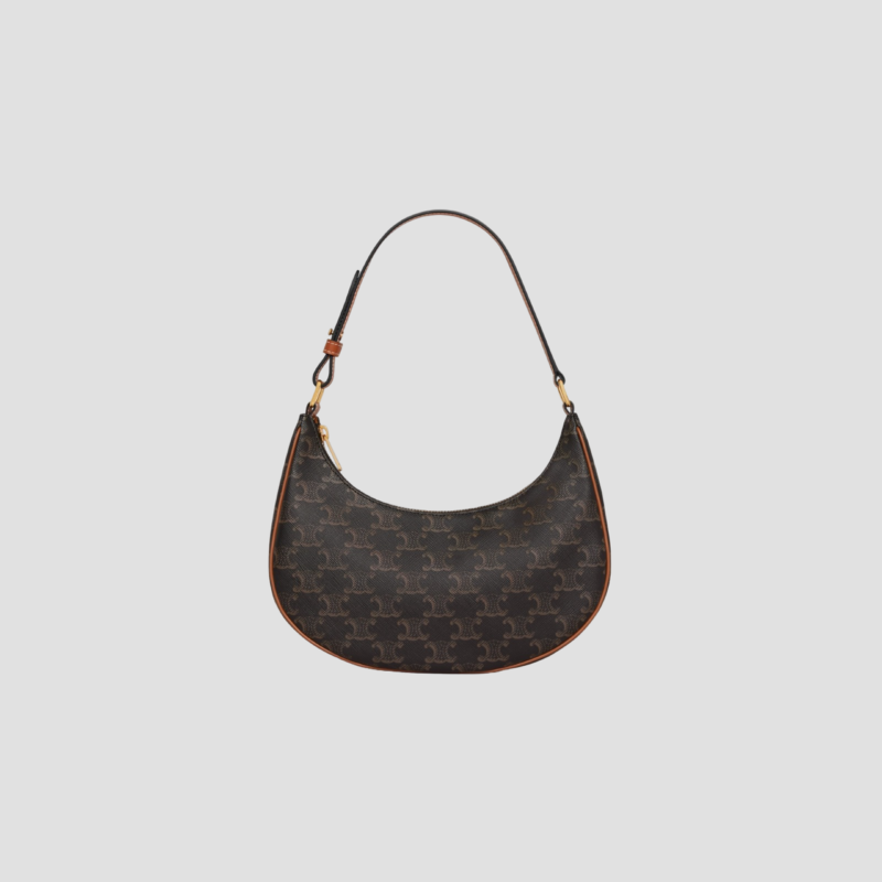 CELINE AVA BAG IN TRIOMPHE CANVAS AND CALFSKIN TAN