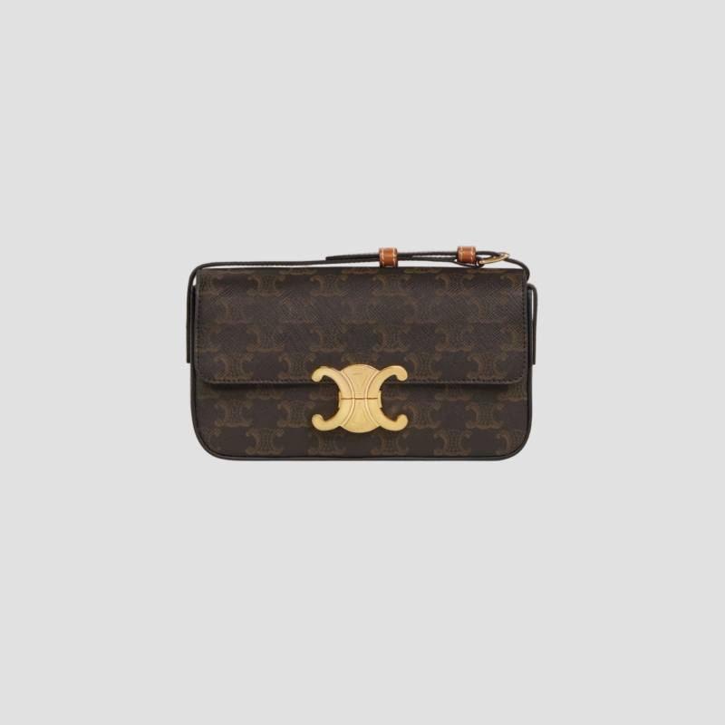 CELINE SHOULDER BAG CLAUDE IN TRIOMPHE CANVAS AND CALFSKIN