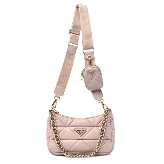 Nappa Re-Nylon Triangle Quilted Patchwork System Shoulder Bag Ninfea