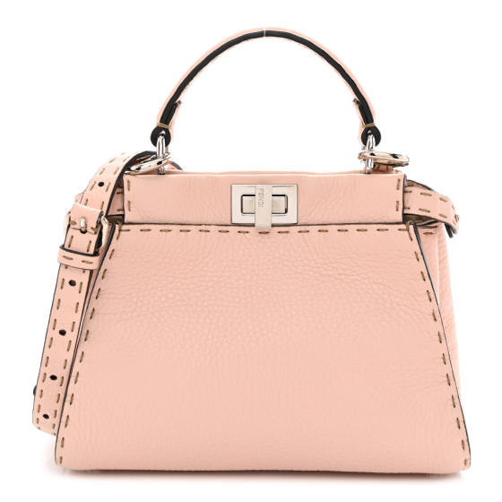Cuoio Romano Selleria Bi-Color Mini Peekaboo Iconic Satchel Cipria Latte